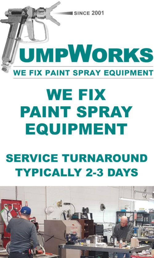 Pumpworks fixes paint spray equipment. Service turnaround typically 2-3 days